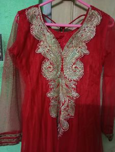 Red Anarkali Set With Dupatta
