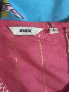 Max Pink Kurti With Hand And Neck Embroidery