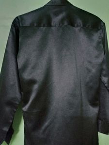 Black Satin Shine Shirt For Boys - 14 Yrs / S