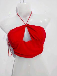 RED RUSHED TOP
