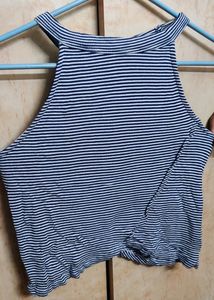 Halter Neck Stripes Crop Top