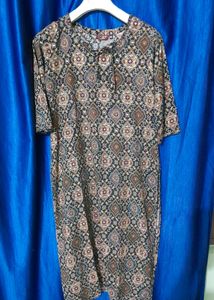Black Floral Print Kurta