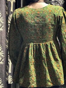 Green Floral Print Kurta