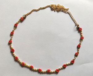 Cute Floral Red and Green Necklace