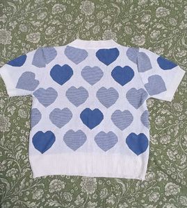 Blue Heart Knit Top