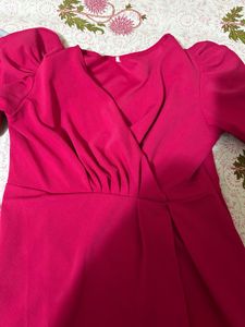 Pink Puff Sleeve Dress