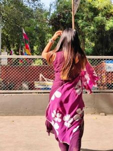 Elegant Purple Dress With Floral Duppata