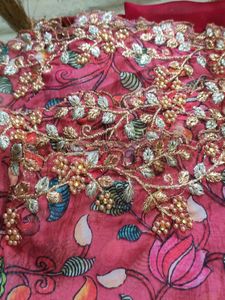 Kalamkari Organza Cut Work Duppata