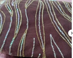 brown net dress material without duppta