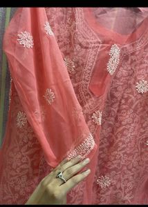 Pinkish Peach Embroidered Kurta Set
