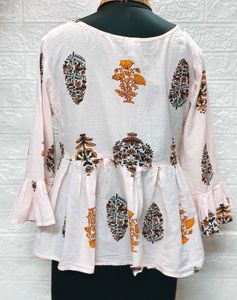 Jaipuri Floral Print Mini Cotton Kurta + Freebie