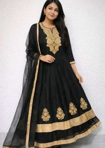 Elegant Black &amp; Gold Anarkali Suit