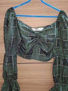 Green Plaid Crop Top