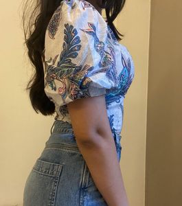 Printed Square Neck Top