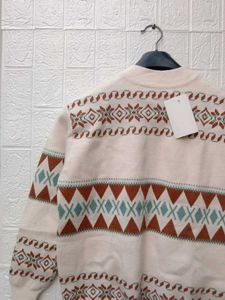 New With Tag Korean Patterned Knit Sweater