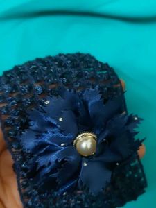Navy Blue Flower Headband