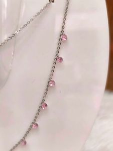 Pink Accent Layered Necklace 925 Sterling Silver