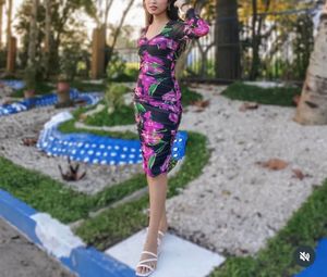 Black Floral Midi Bodycon Dress