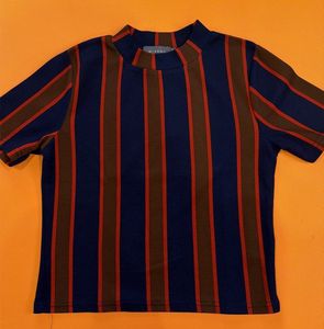 Striped Mock Neck Top