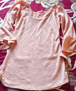 Size S Peach Flared Sleeve Top