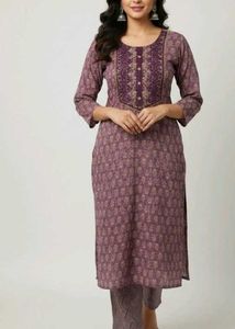 Elegant Purple Printed Kurta Set