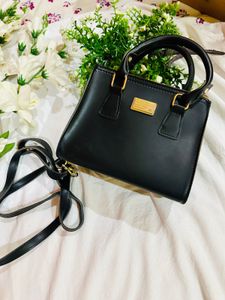 Detachable Black Leather HandBag For Women