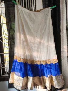 Elegant Blue and White Lehenga Skirt