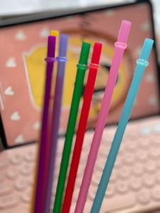 Colorful Reusable Plastic Straws - Set of 4