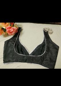 Silk Deep Neck Non Padded Blouse Woth Gota Lace Be