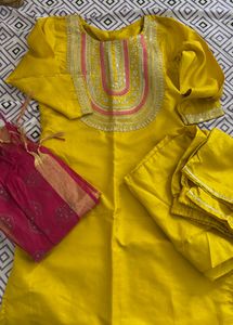 Yellow Embroidered Salwar Kameez Suit