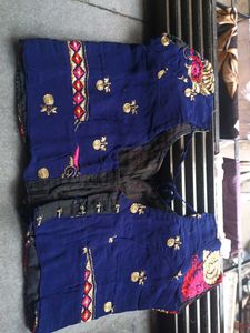 Embroidered Navy Blouse
