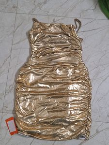 URBANIC SHIRRED BODYCON POLYSTER PLASTIC DRESS