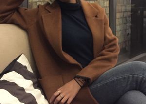Wool Blend Brown Overcoat.