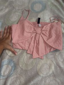 Cute Pink Bow Crop Top