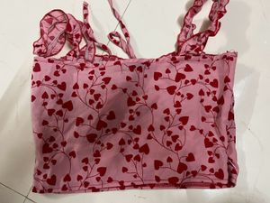 Shein Valentines Day Pink Red Heart Crop Top Tank