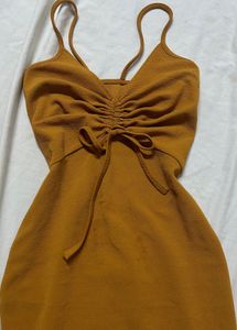 bodycon midi mustard dress 🎀