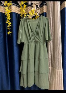 Sage Green Tiered Mini Dress