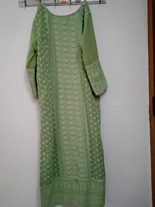 Georgette Chiffon Blend Chikan Embroidery Kurthi
