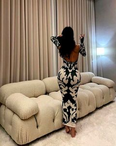 Abstract Print Evening Dress