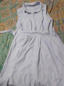 Striped Sleeveless Shirt Dress