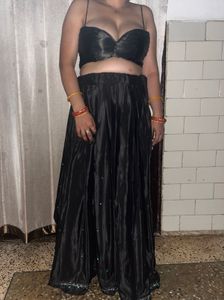 Beautiful Black Crepe Lengha