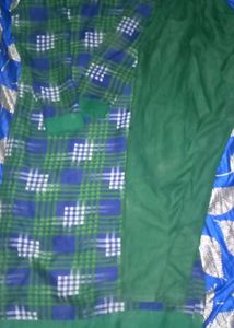 Blue & Green Plaid Pant Set