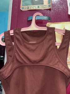 Brown Crop Tank Top
