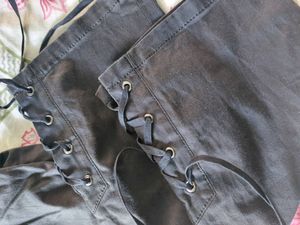 Girls Black Tie Up Lace Pants