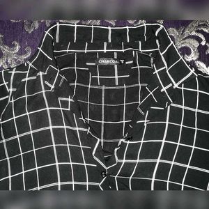 Grid Print Button-Down Shirt