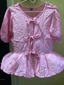 Trendy Bow Peplum Top