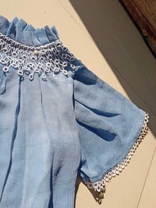 Chic Blue Cold Shoulder Top