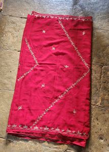 Red Embroidered saree
