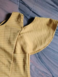 Yellow Cold Shoulder Top
