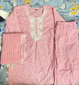 Pink Embroidered Kurta Set
